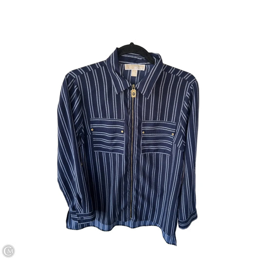 Blouse Long Sleeve By Michael By Michael Kors In Blue & White, Size: Lp