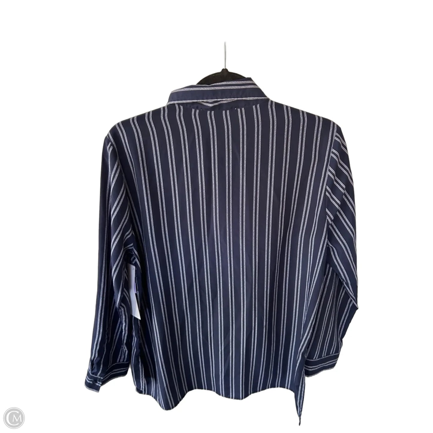 Blouse Long Sleeve By Michael By Michael Kors In Blue & White, Size: Lp