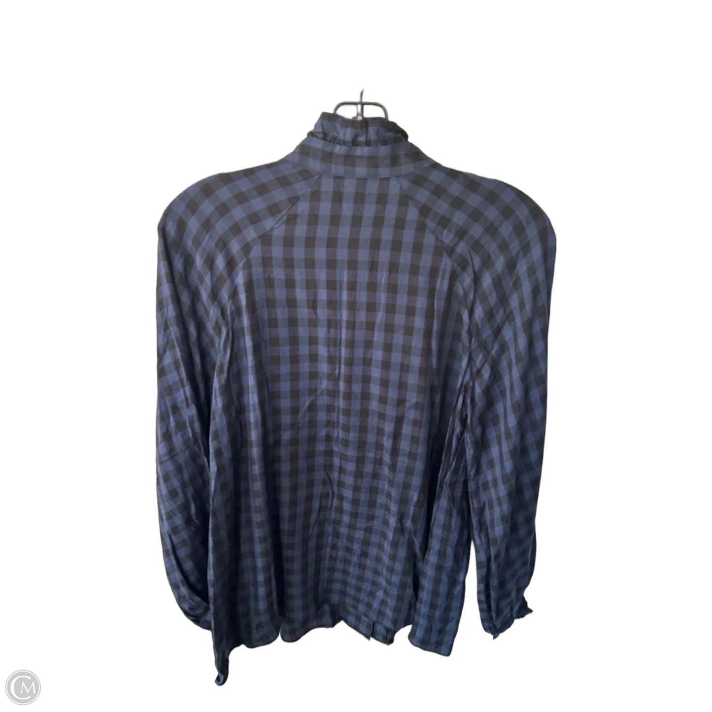 Blouse Long Sleeve By Cabi In Black & Blue, Size: S