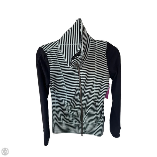 Athletic Top Long Sleeve Collar By Lululemon In Black & Green, Size: S