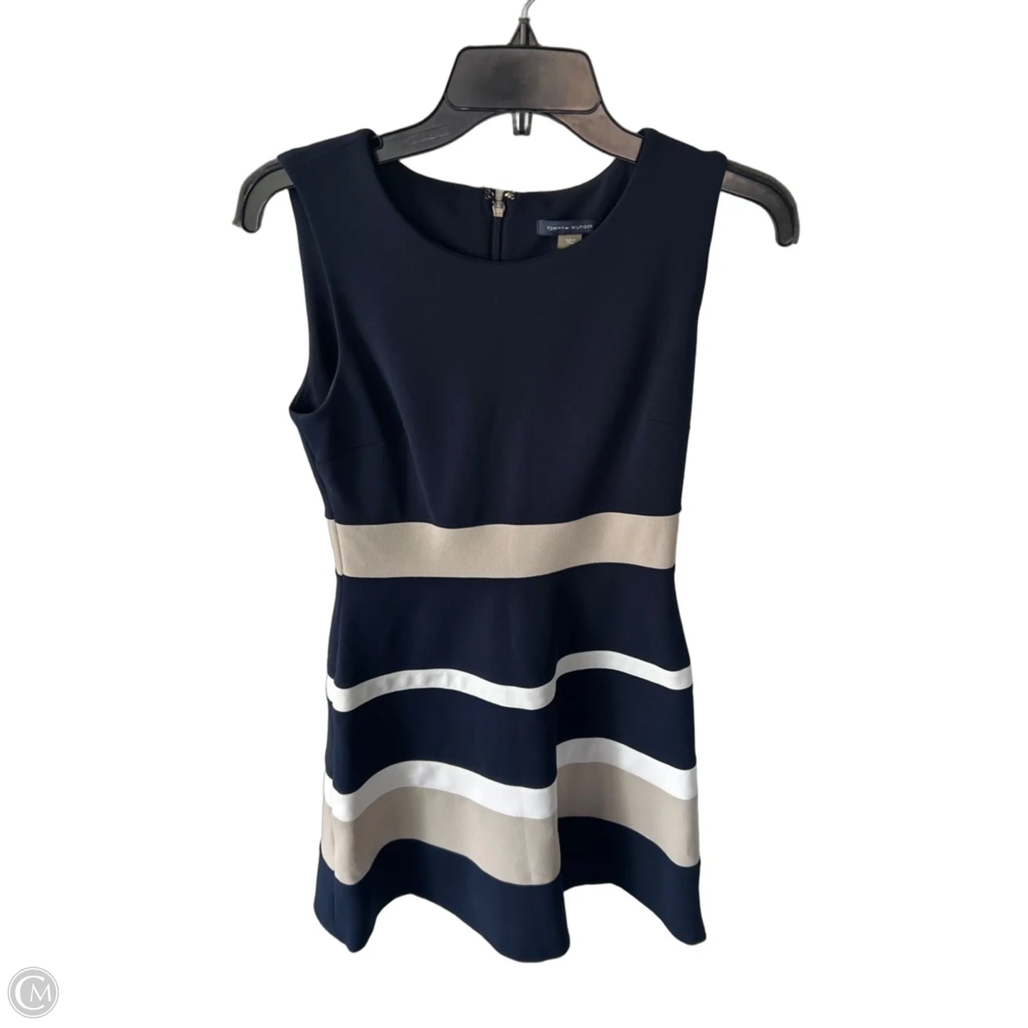 Dress Work By Tommy Hilfiger In Blue & Tan, Size: S