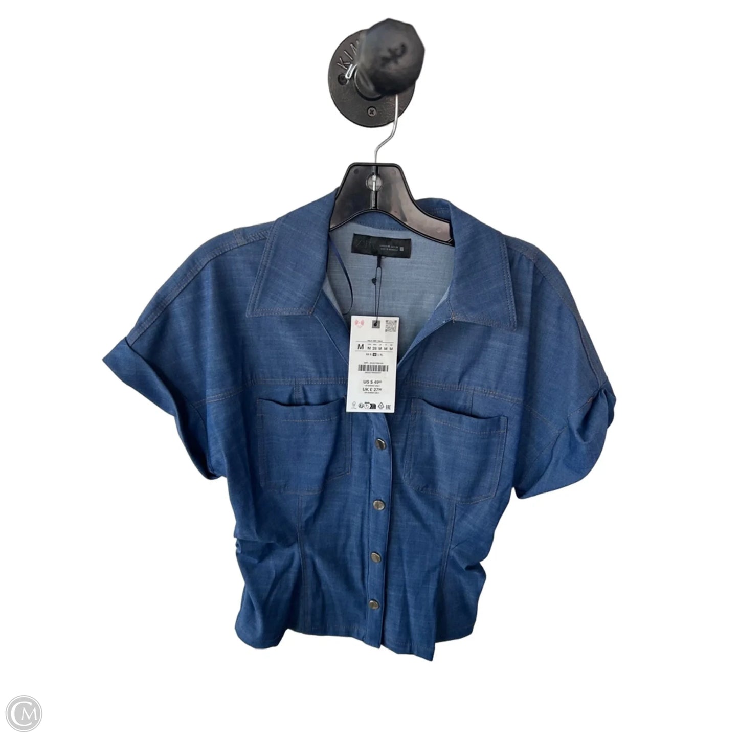 Top Short Sleeve By Zara In Blue, Size: M
