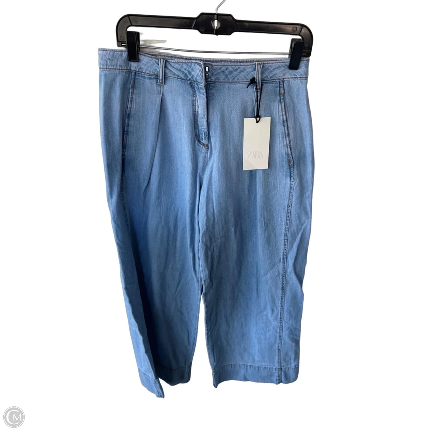 Jeans Wide Leg By Zara In Blue Denim, Size: 4