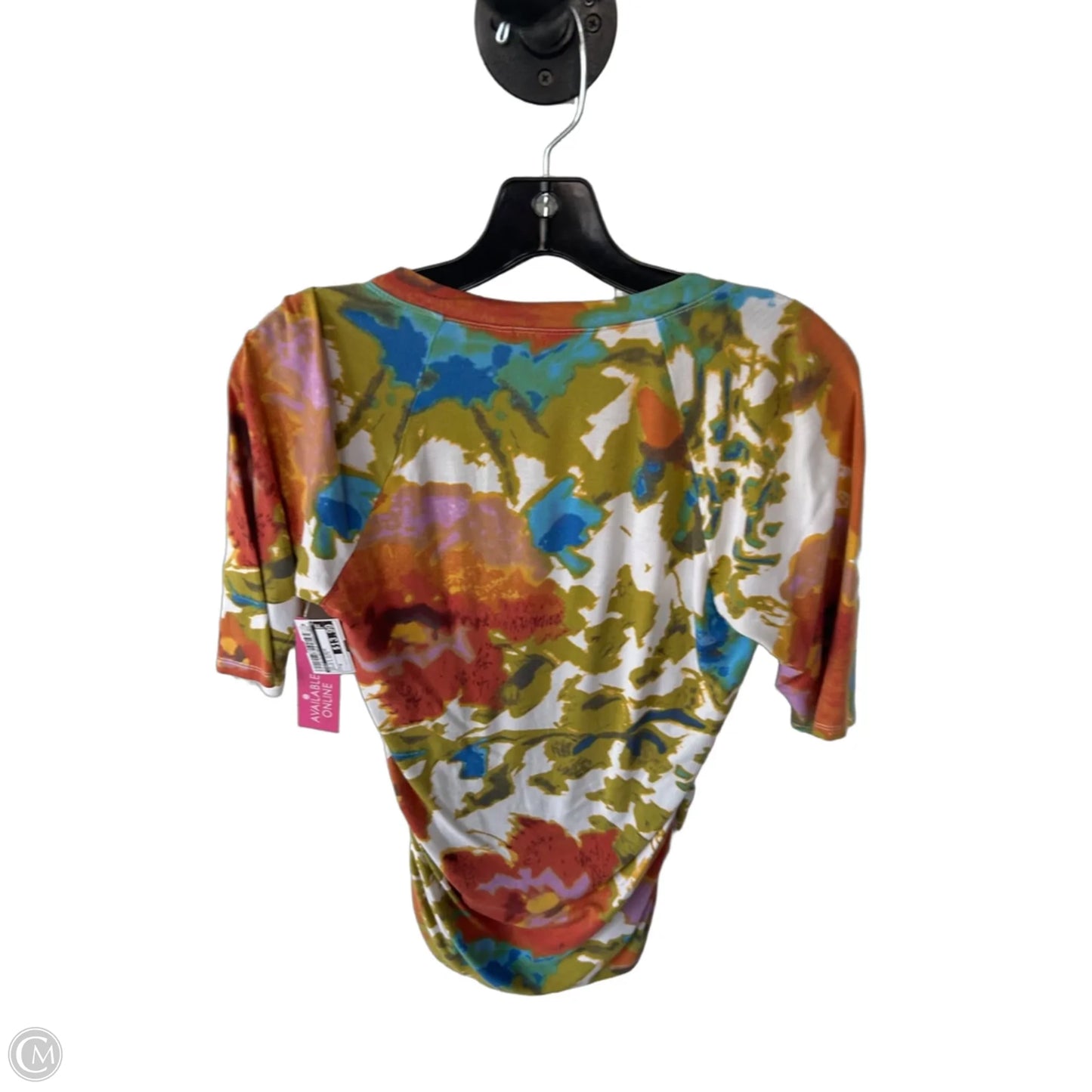 Top 3/4 Sleeve By Cabi In Orange & White, Size: M