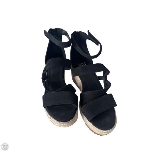 Sandals Heels Wedge By Eileen Fisher In Black & Tan, Size: 8