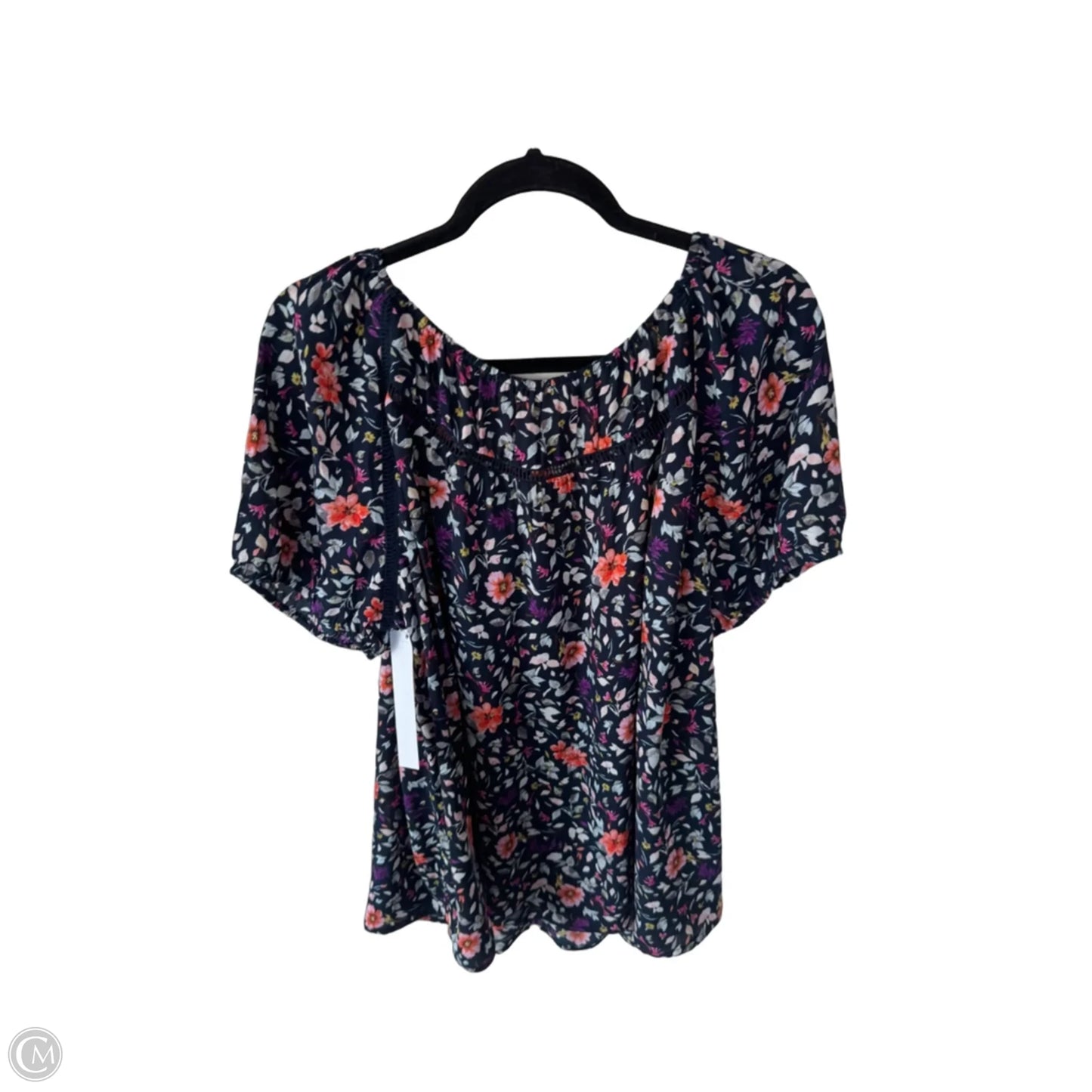 Blouse Short Sleeve By Daniel Rainn In Blue & Orange, Size: 2x