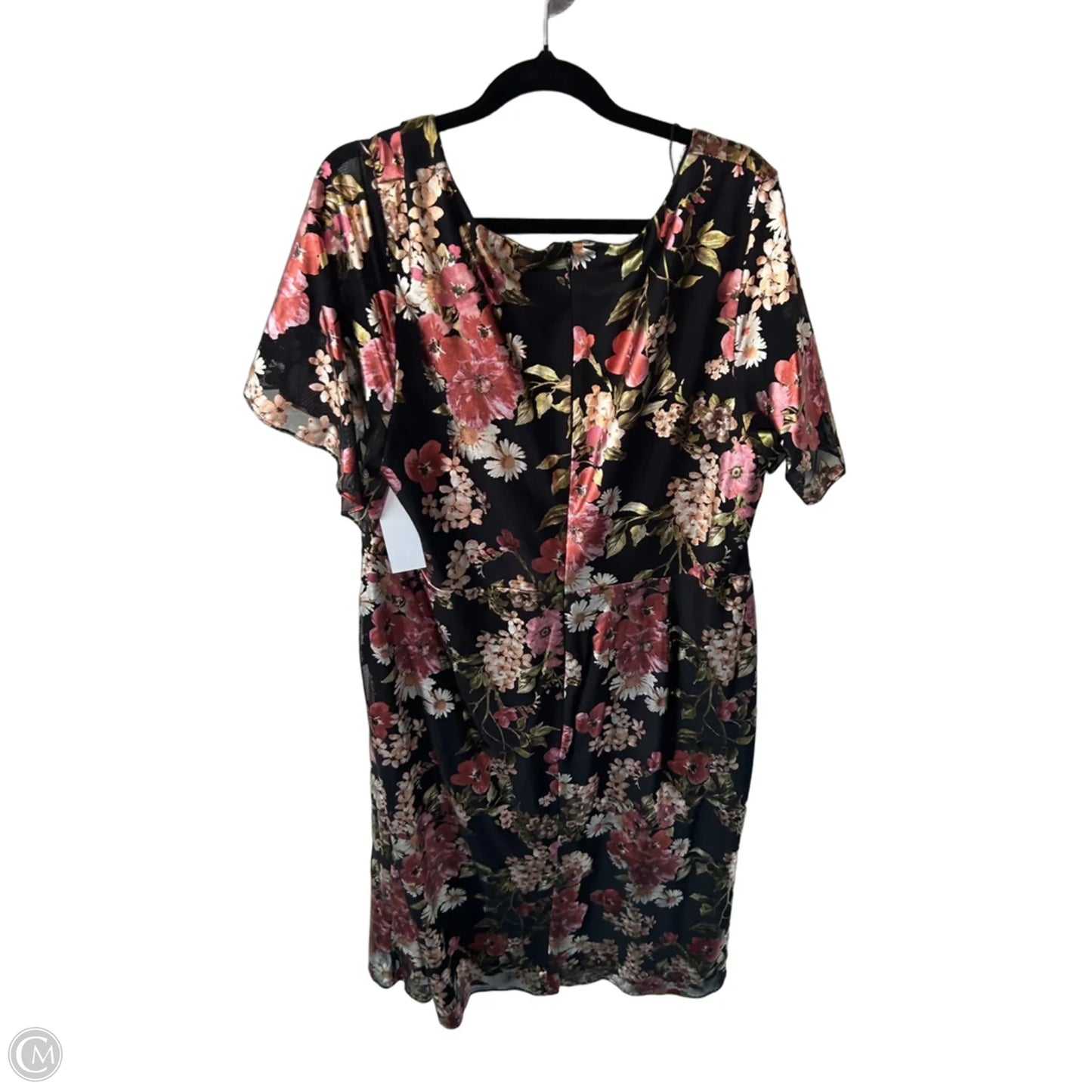 Dress Party Midi By Adrianna Papell In Black & Pink, Size: 1x