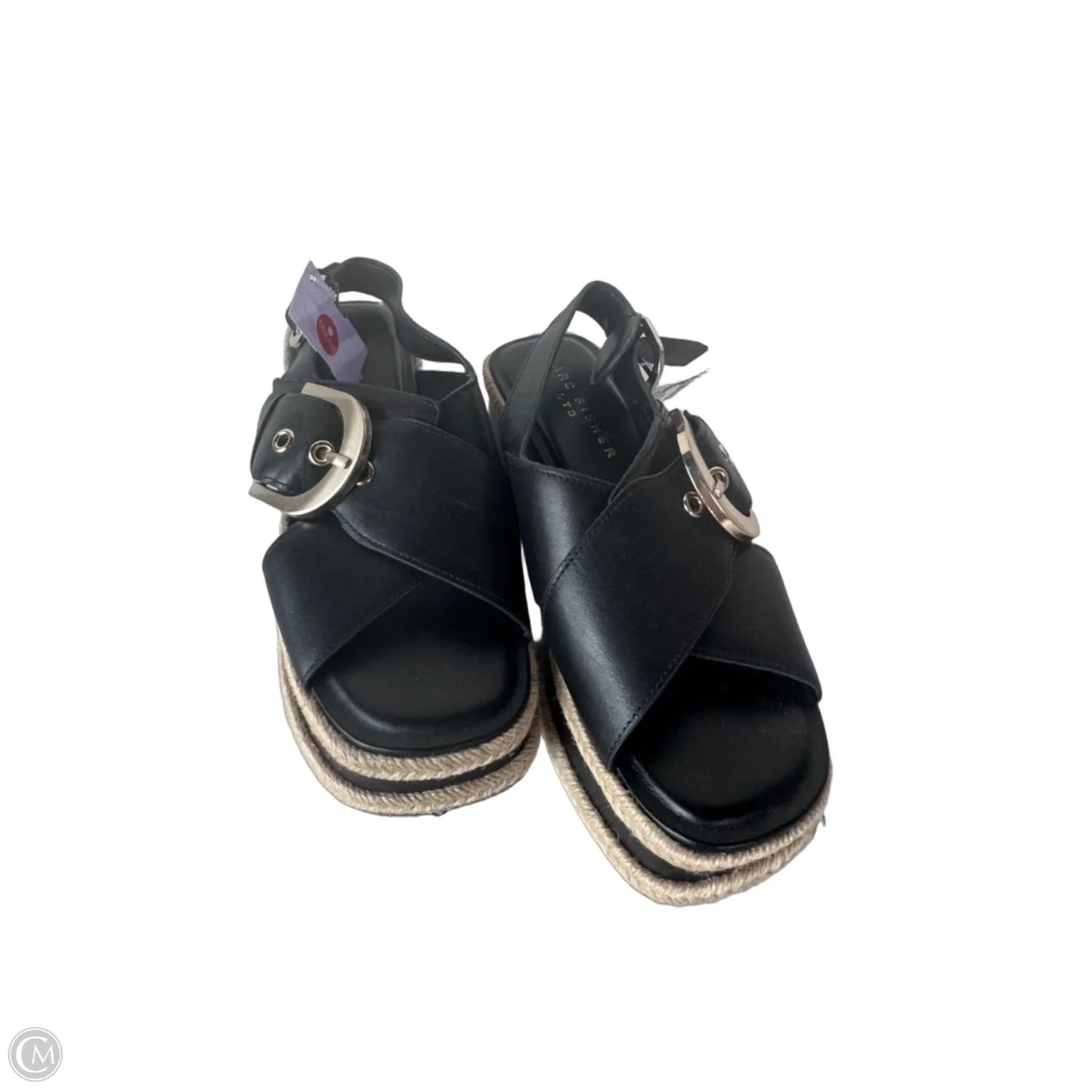 Sandals Heels Wedge By Marc Fisher In Black & Tan, Size: 6.5