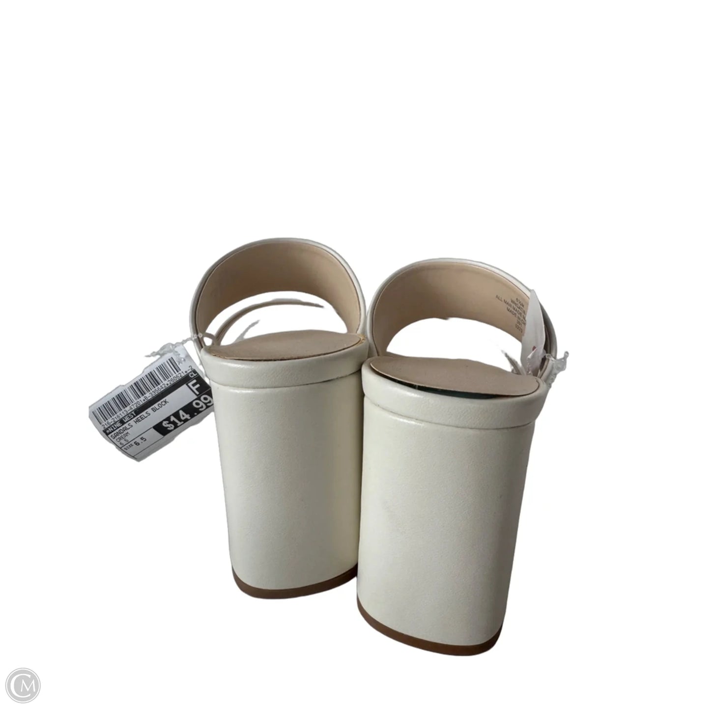 Sandals Heels Block By Nine West In Cream, Size: 6.5