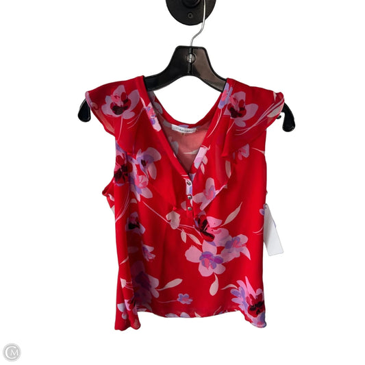 Blouse Sleeveless By Calvin Klein In Red, Size: S
