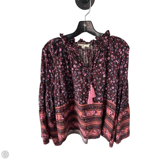 Blouse Long Sleeve By Entro In Brown & Pink, Size: S