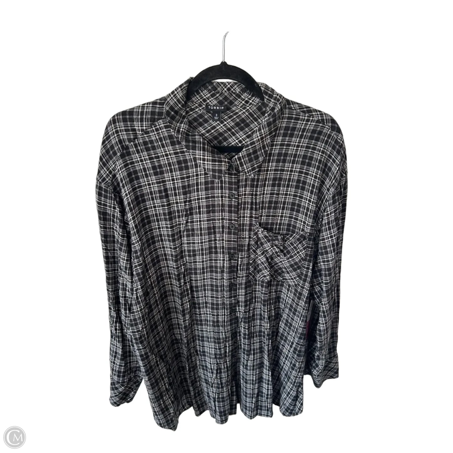 Blouse Long Sleeve By Torrid In Black & White, Size: 3x