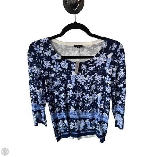 Sweater By Talbots In Blue & White, Size: Mp