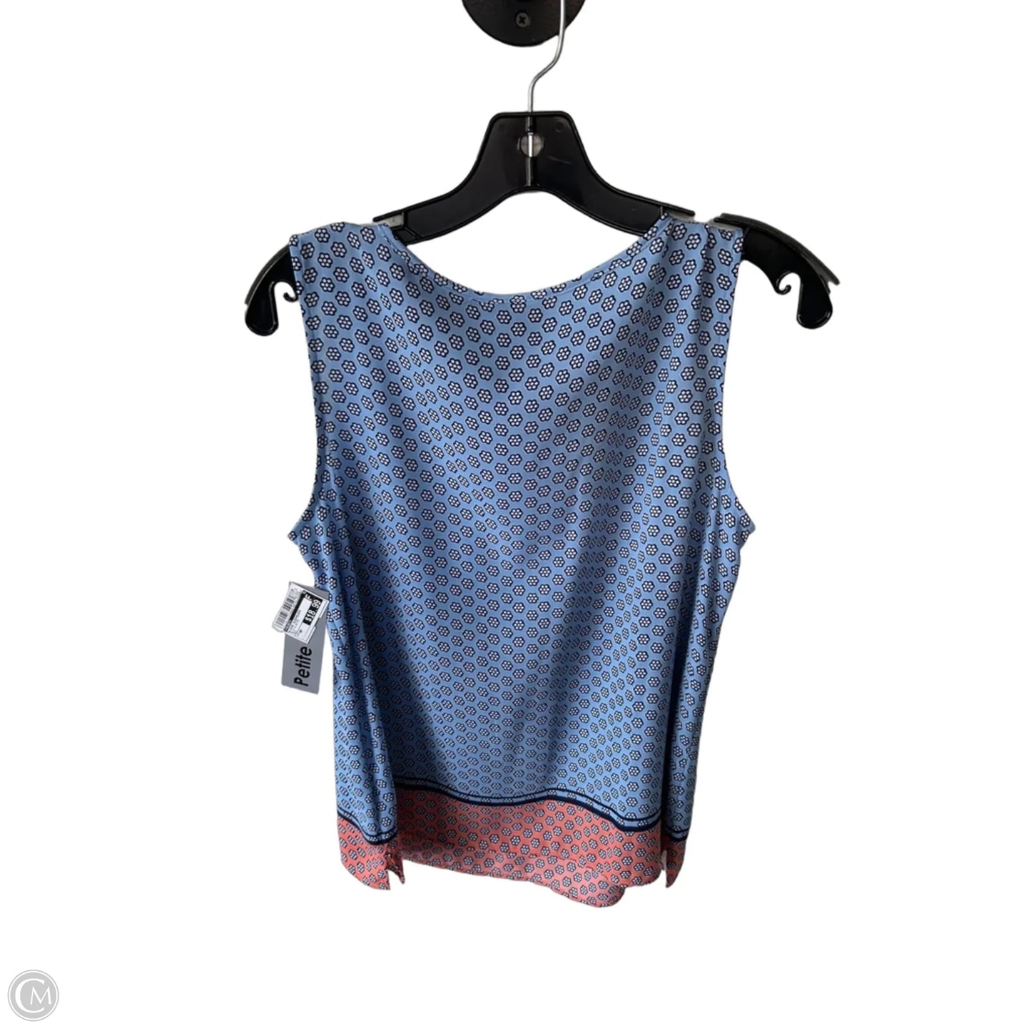 Blouse Sleeveless By Talbots In Blue & White, Size: Mp