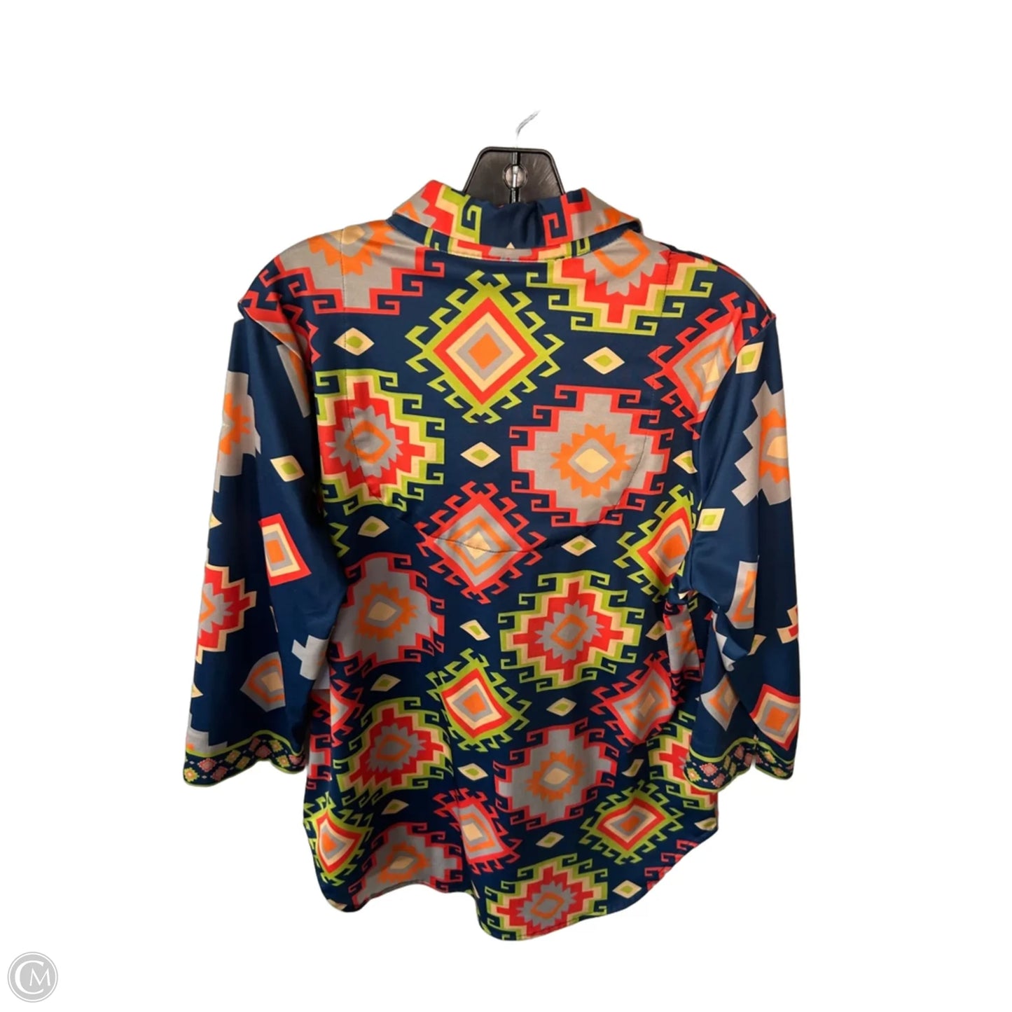 Tunic Long Sleeve By Gretchen Scott In Blue & Orange, Size: Xl