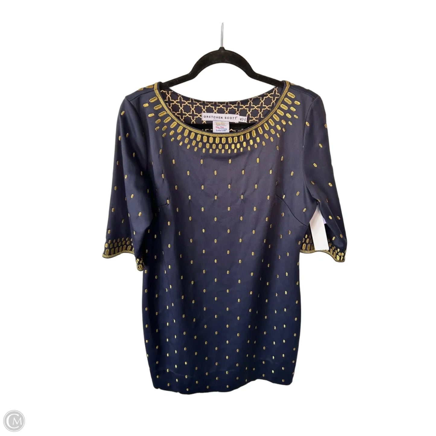 Dress Party Short By Gretchen Scott In Blue & Gold, Size: Xl