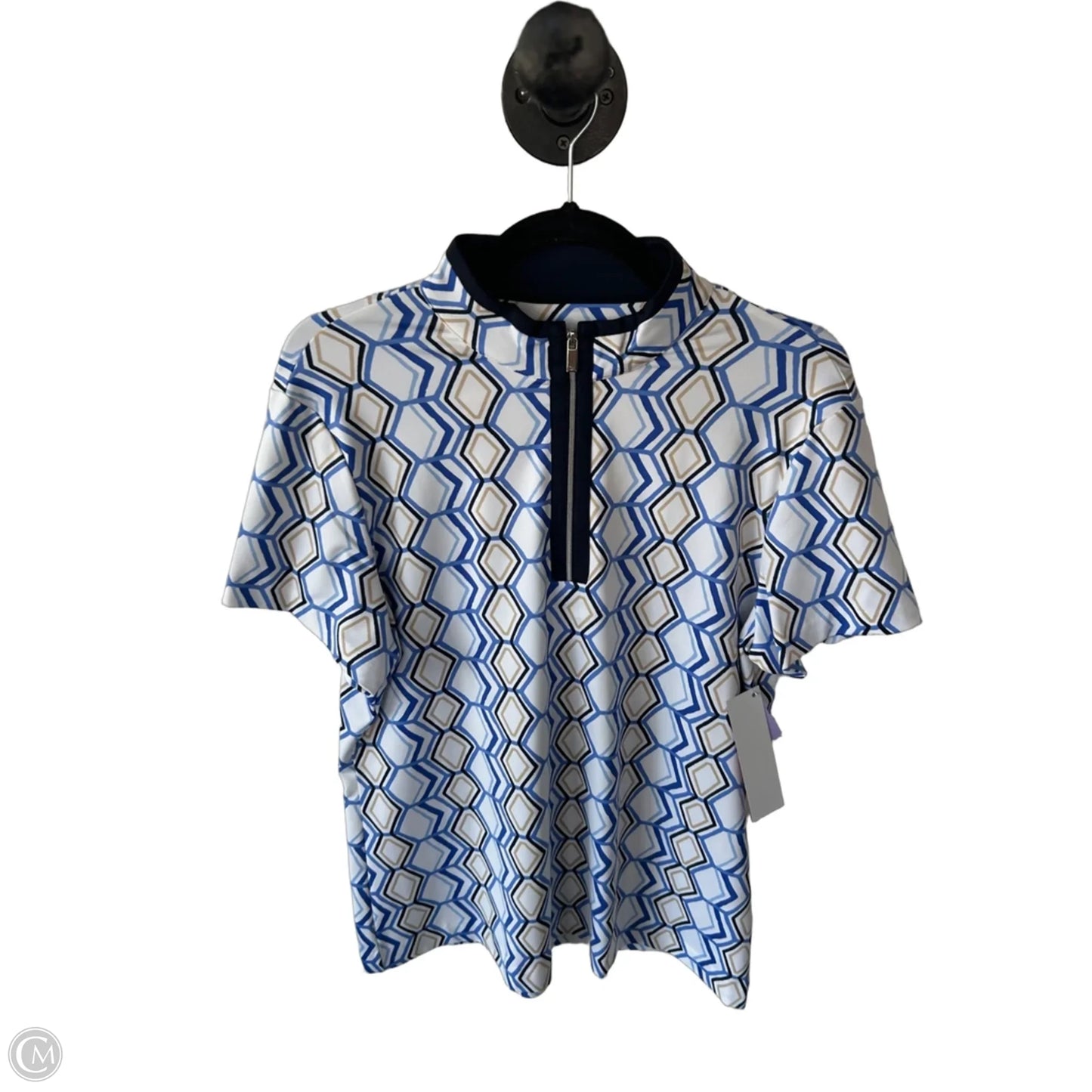 Athletic Top Short Sleeve By Tail In Blue & Tan, Size: L