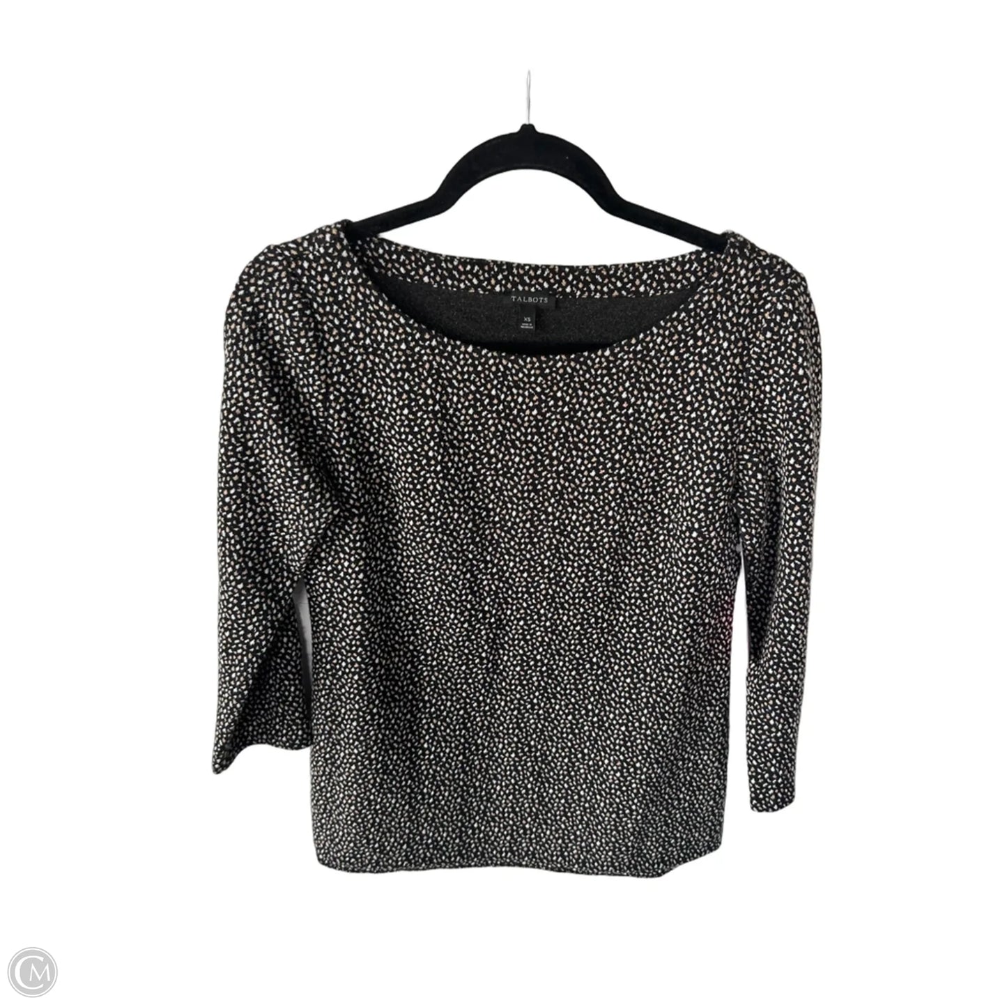 Top 3/4 Sleeve By Talbots In Black & Tan, Size: Xs