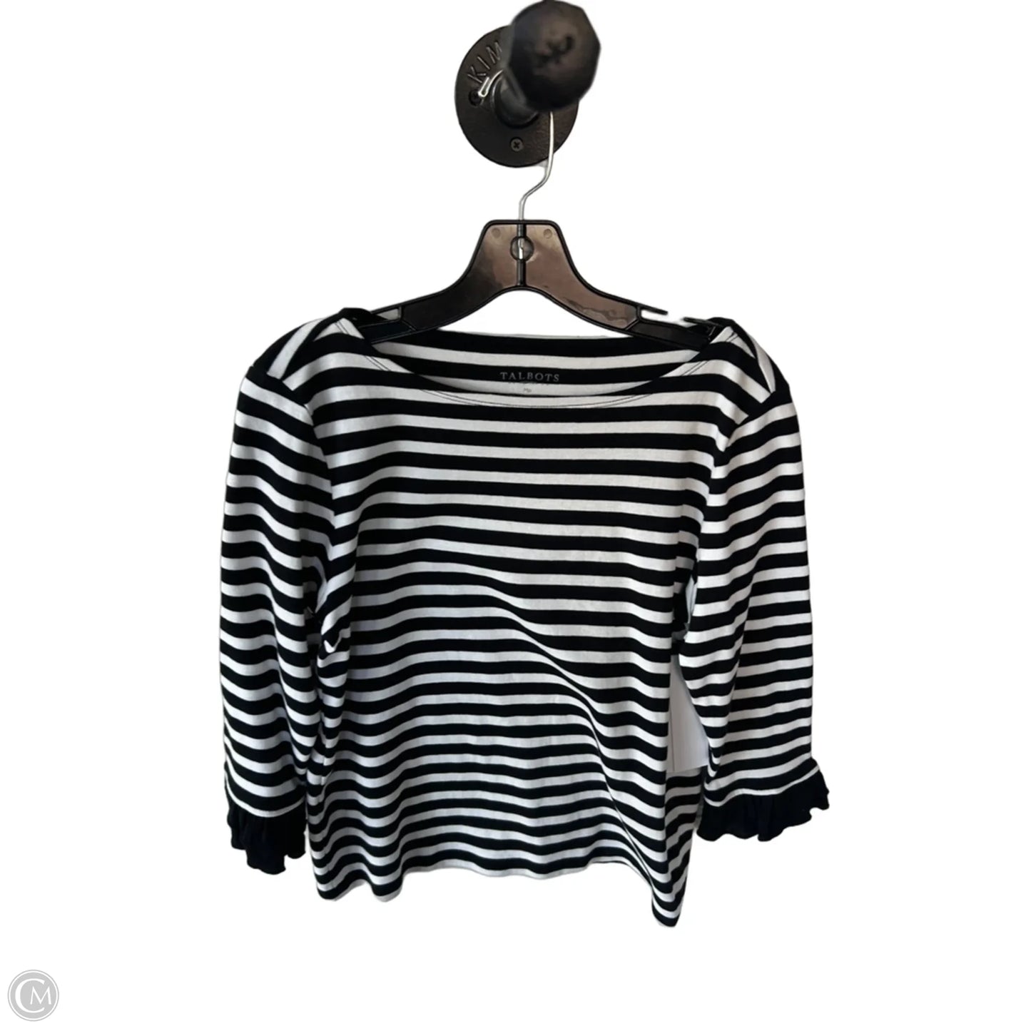 Top 3/4 Sleeve By Talbots In Black & White, Size: Mp