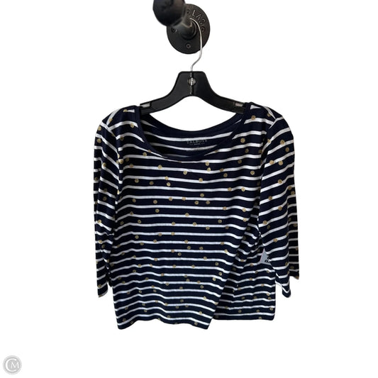 Top 3/4 Sleeve By Talbots In Blue & White, Size: Lp