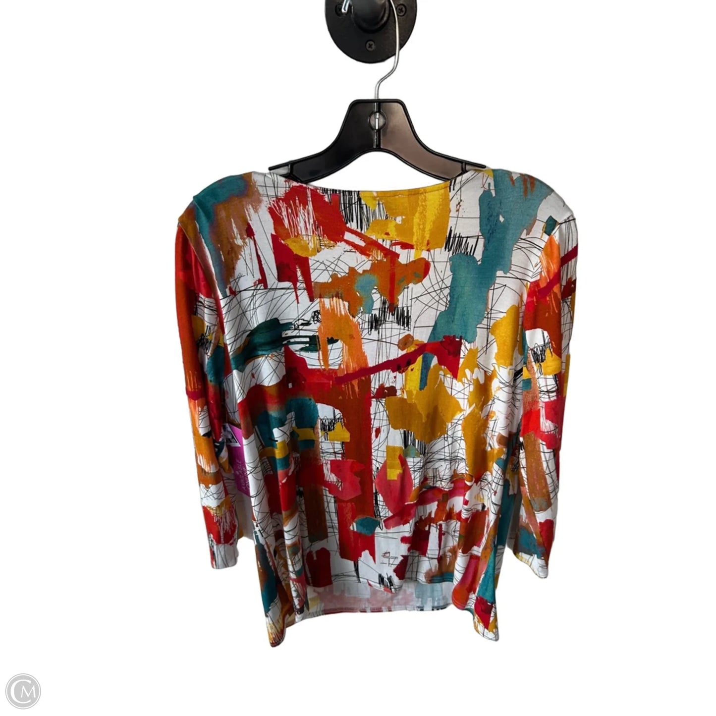 Top 3/4 Sleeve By Peck And Peck In Orange & Red, Size: L