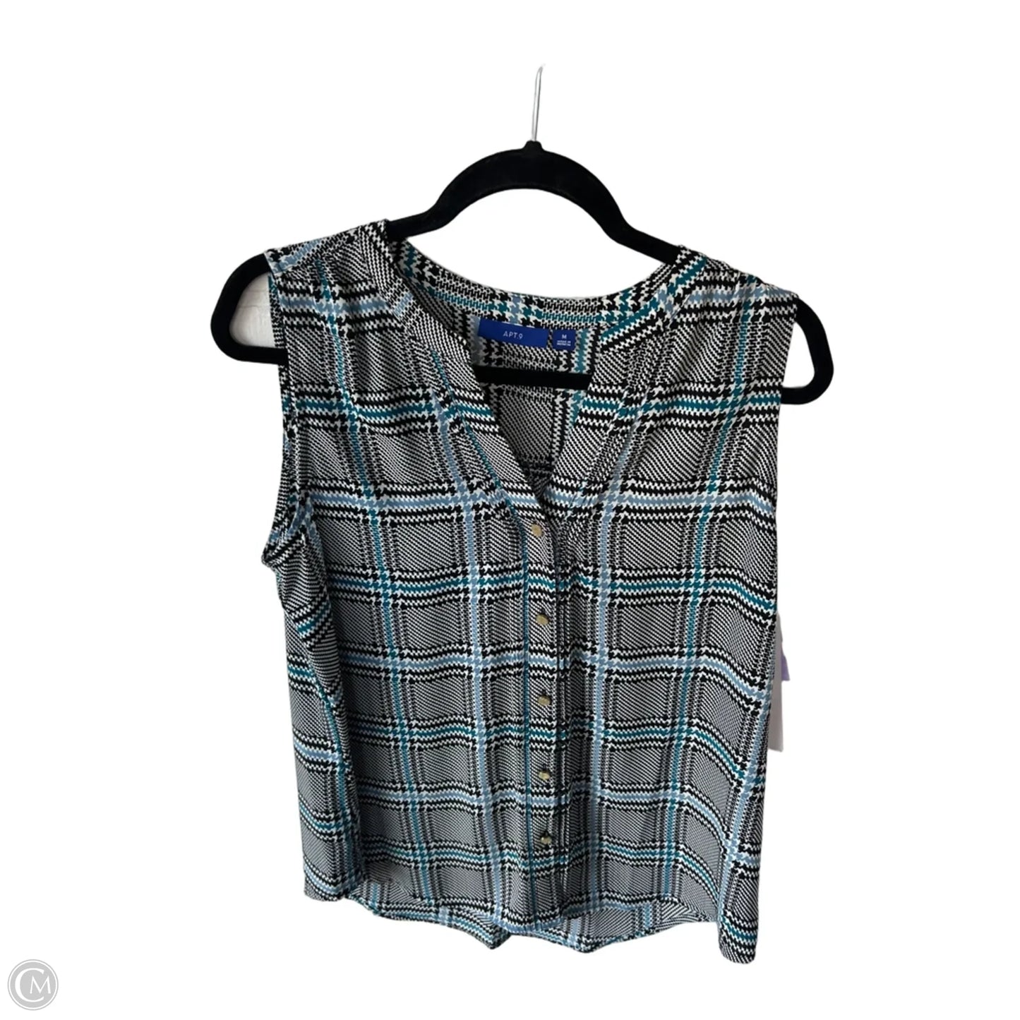 Blouse 3/4 Sleeve By Apt 9 In Black & Blue, Size: M
