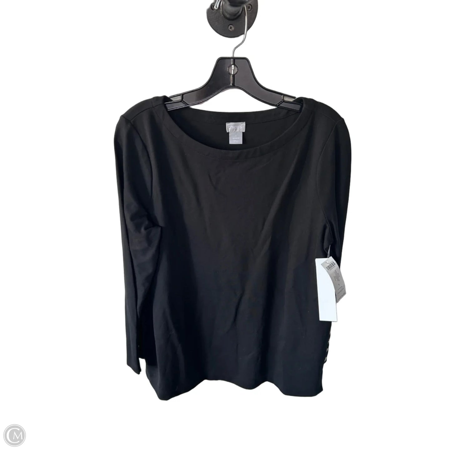 Tunic Long Sleeve By Chicos In Black & Gold, Size: M