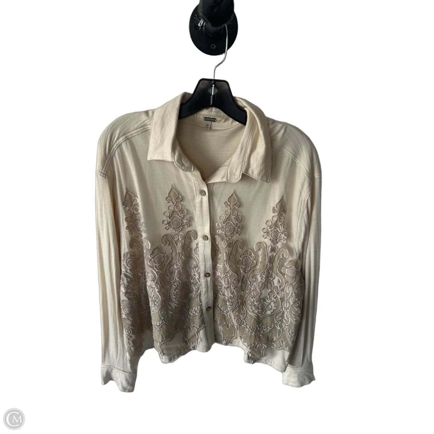 Top Long Sleeve By Gimmicks In Tan, Size: M