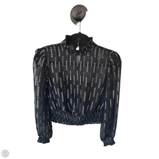 Blouse Long Sleeve By Express In Black & Silver, Size: Xs