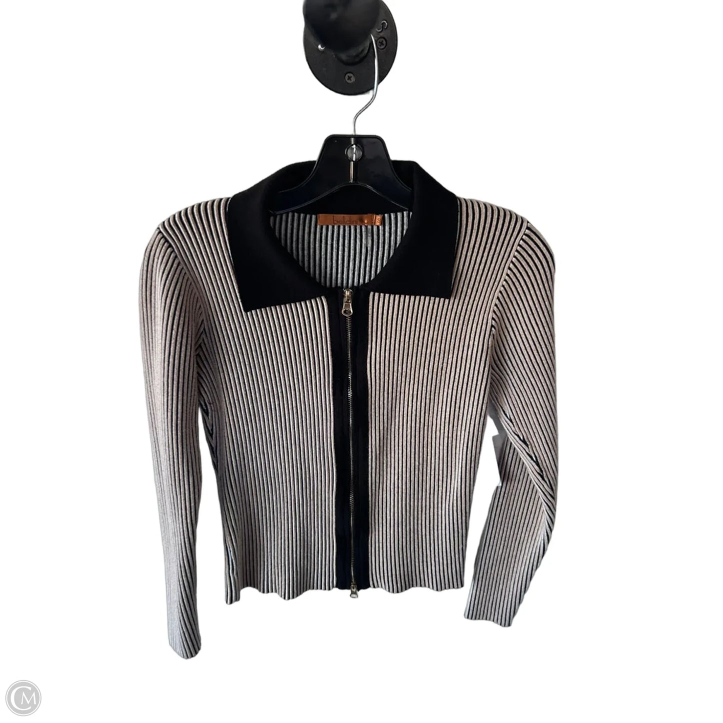 Sweater Cardigan By Belldini In Black & Tan, Size: S
