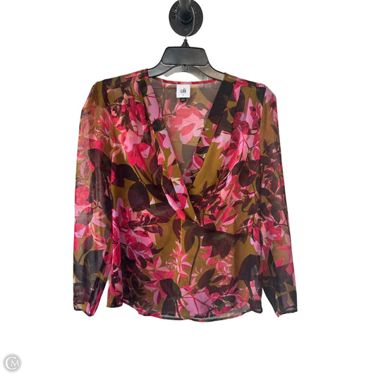 Blouse Long Sleeve By Cabi In Green & Pink, Size: S