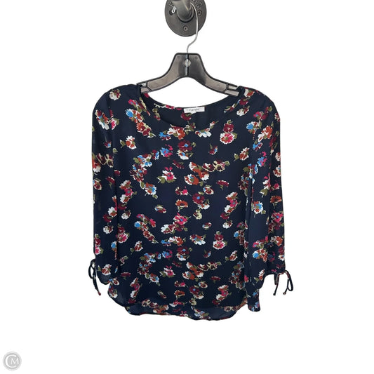Blouse 3/4 Sleeve By Pleione In Blue & Red, Size: S