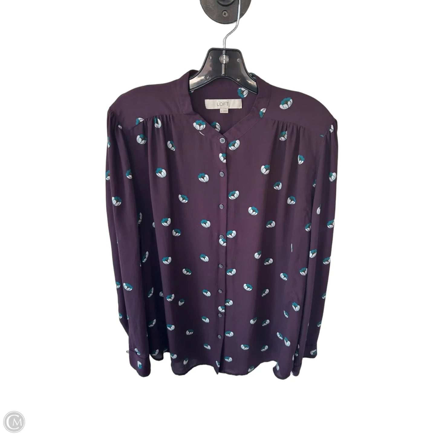 Tunic Long Sleeve By Loft In Purple & White, Size: Xl