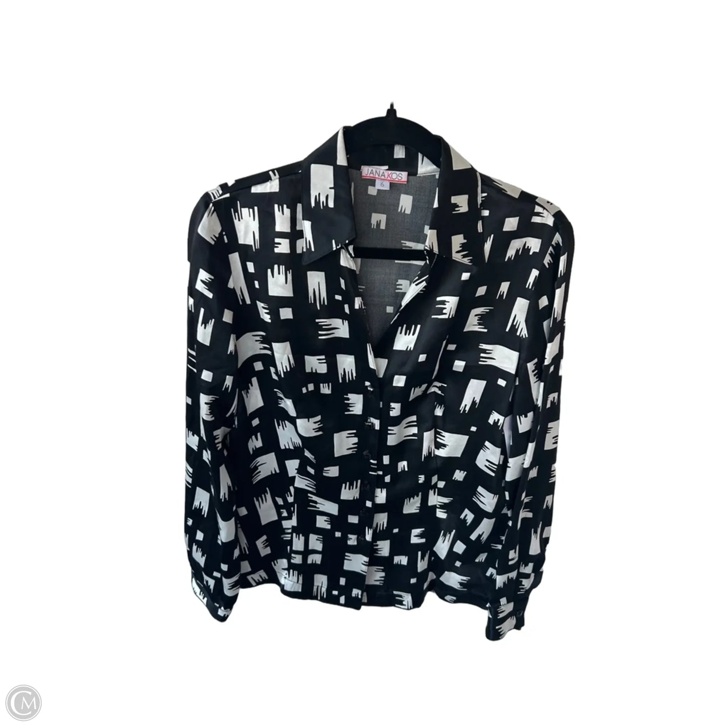 Blouse Long Sleeve By Clothes Mentor In Black & White, Size: S