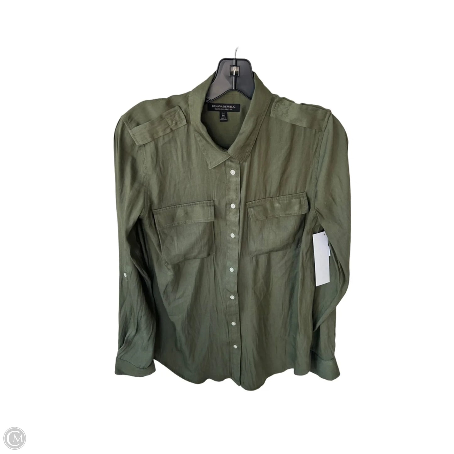 Blouse Long Sleeve By Banana Republic In Green, Size: M