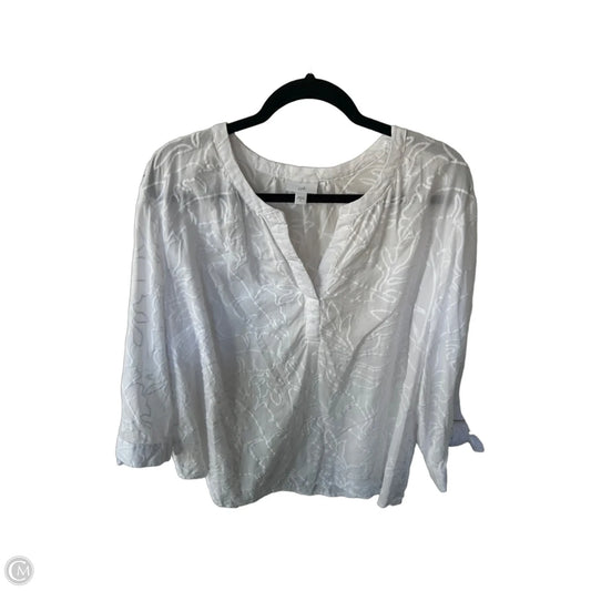 Blouse 3/4 Sleeve By J. Jill In White, Size: Xl