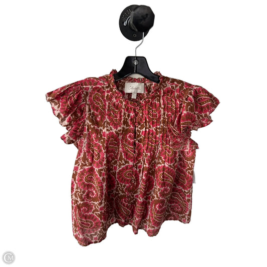 Blouse Short Sleeve By Cleobella In Brown & Red, Size: S