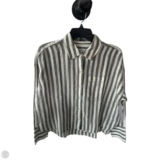 Blouse Long Sleeve By Haven In Green & White, Size: Xs