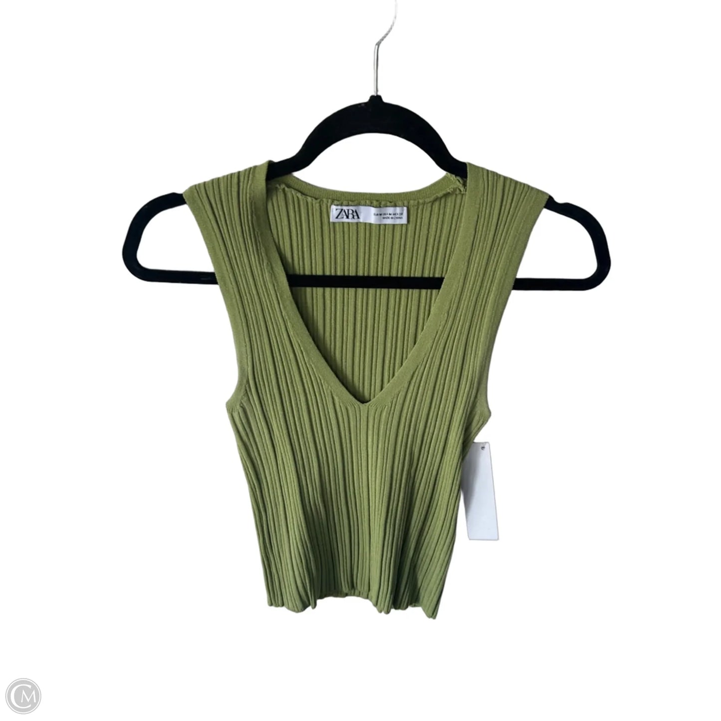 Vest Sweater By Zara In Green, Size: M