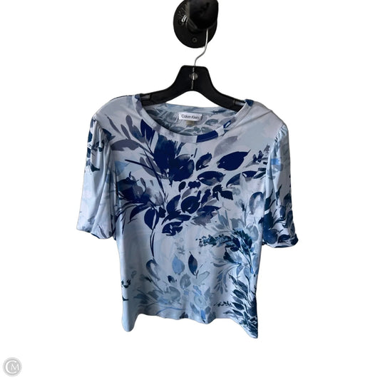 Top Short Sleeve By Calvin Klein In Blue & White, Size: M