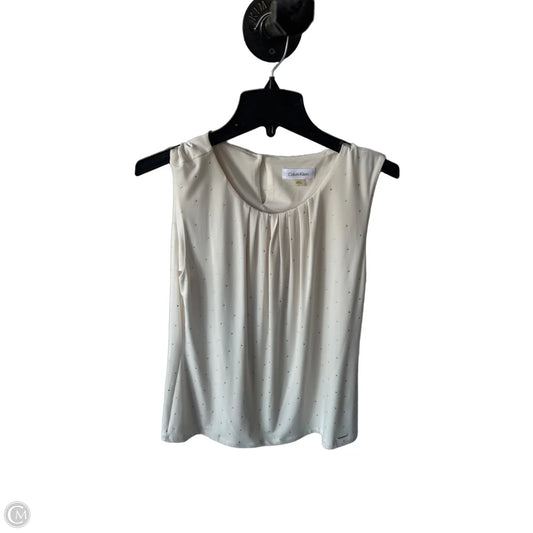 Blouse Sleeveless By Calvin Klein In Cream & Silver, Size: L
