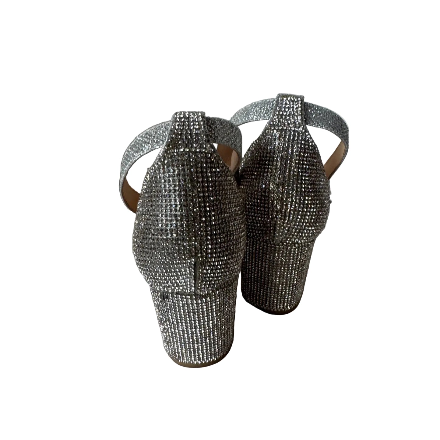 Sandals Heels Block By Clothes Mentor In Silver, Size: 8.5