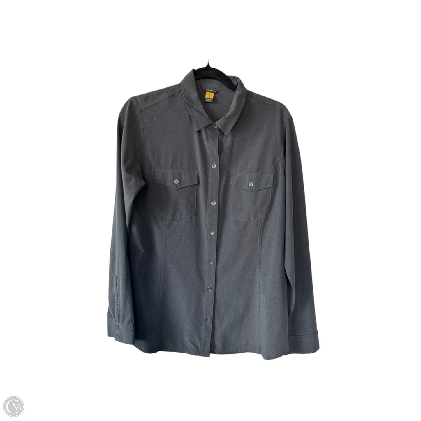 Blouse Long Sleeve By Eddie Bauer In Grey, Size: L