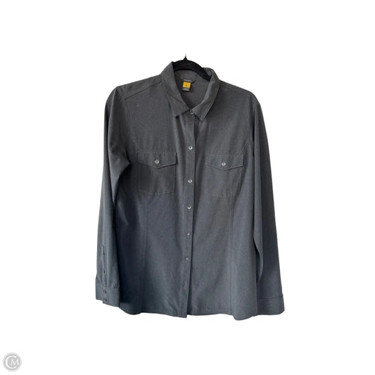 Blouse Long Sleeve By Eddie Bauer In Grey, Size: L