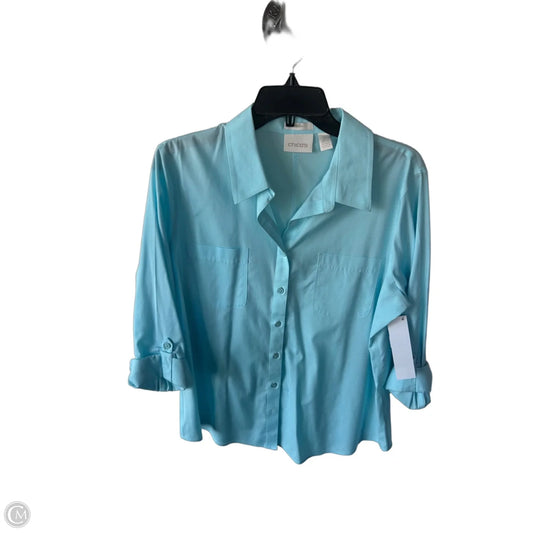 Blouse 3/4 Sleeve By Chicos In Blue, Size: L
