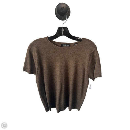 Sweater Short Sleeve By Valerie Stevens In Brown, Size: L