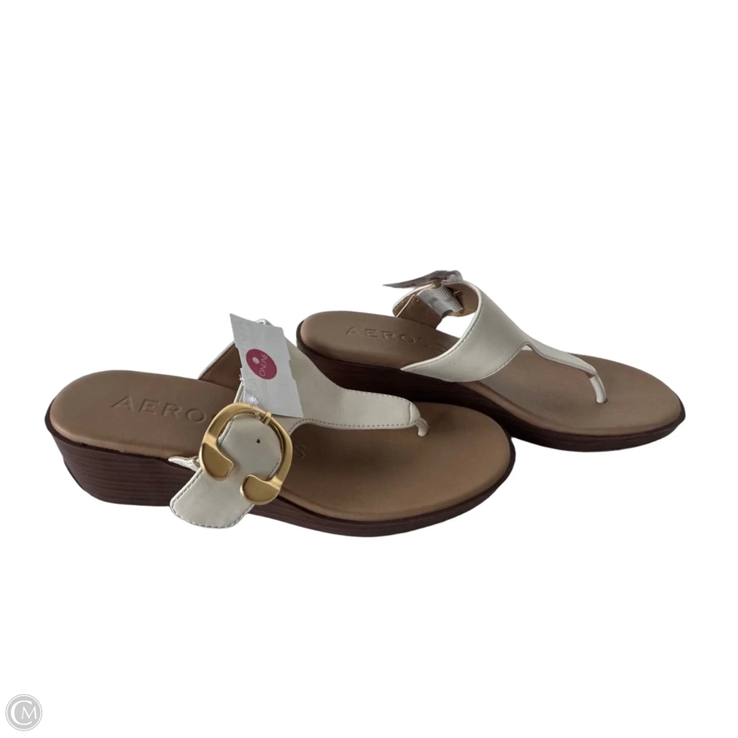 Sandals Heels Wedge By Aerosoles In Cream & Tan, Size: 7