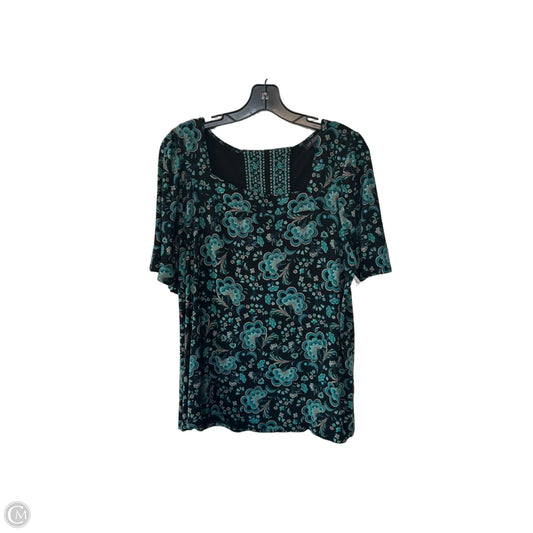 Blouse Short Sleeve By J. Jill In Black & Green, Size: M