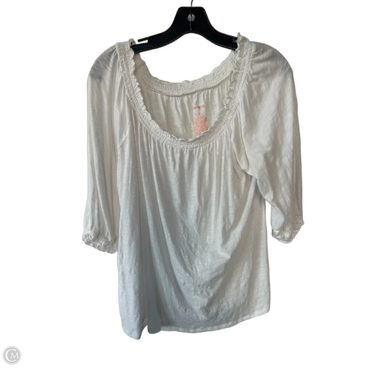 Top Short Sleeve By Knox Rose In White, Size: L
