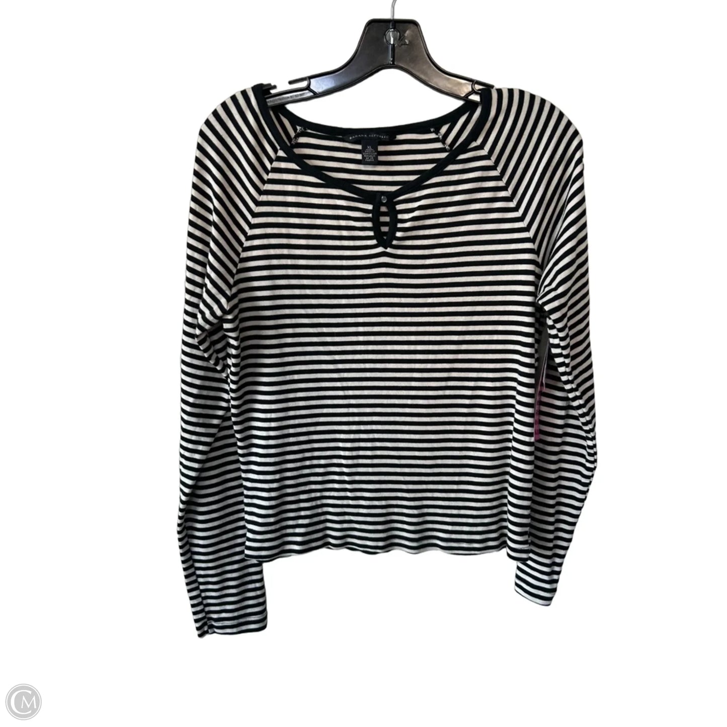 Top Long Sleeve By Banana Republic In Black & Cream, Size: Xl